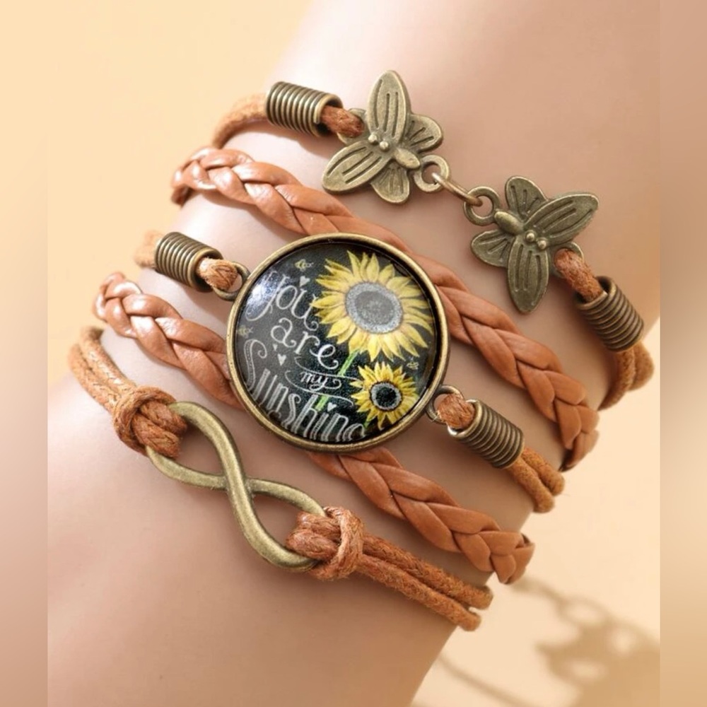 Sunflower pattern round decore You Are My Sunshine printed
